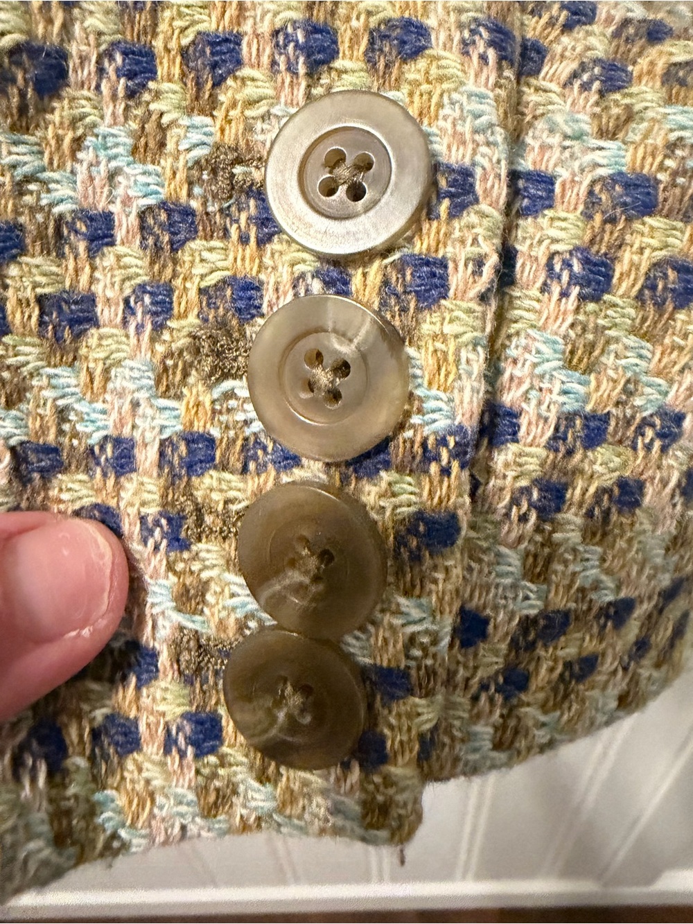 Vintage Talbots Wool Blend Olive Blue Italian Fabric Size 18 - Picture 5 of 8